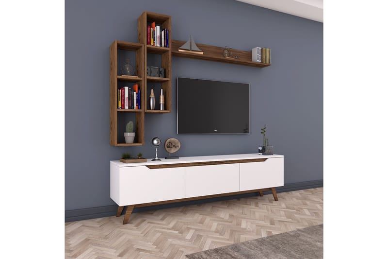 Virkesbo TV-Møbelsett 180 cm - Beige - Møbler - Mediamøbel & tv møbel - TV-møbelsett