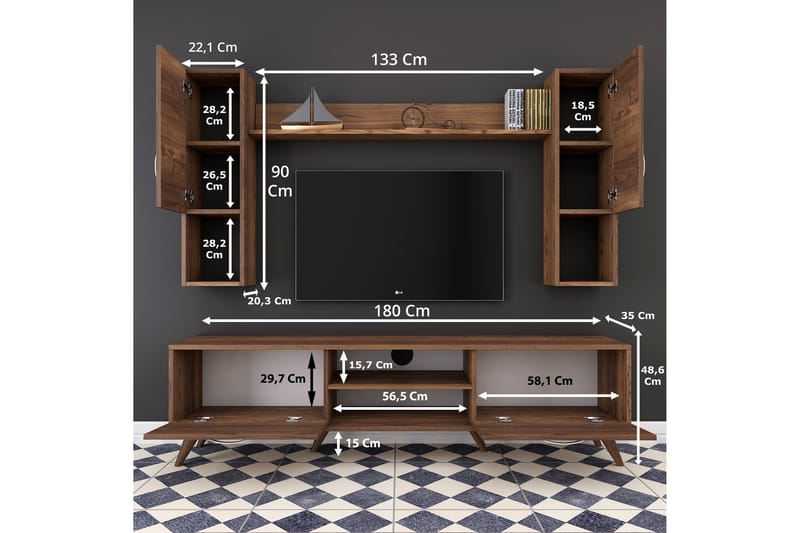 Virkesbo TV-Møbelsett 180 cm - Brun - Møbler - Mediamøbel & tv møbel - TV-møbelsett