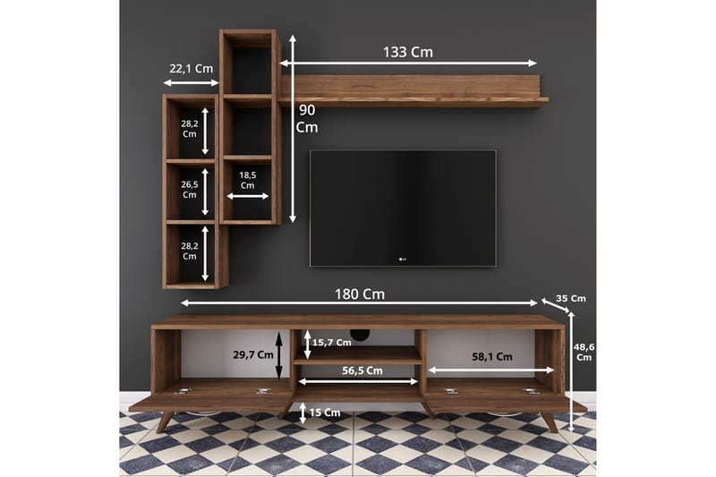 Virkesbo TV-Møbelsett 180 cm - Brun - Møbler - Mediamøbel & tv møbel - TV-møbelsett