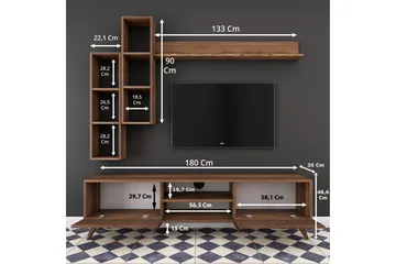 Virkesbo TV-Møbelsett 180 cm - Brun - Møbler - Mediamøbel & tv møbel - TV-møbelsett
