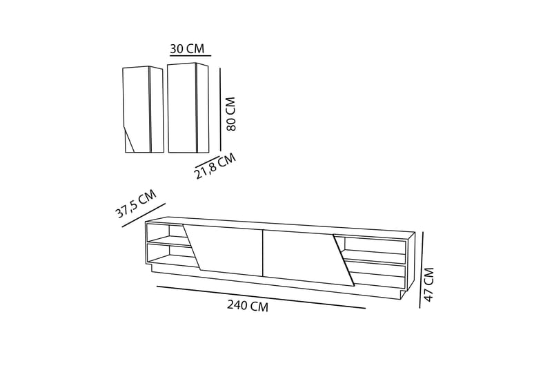 Zebrai TV-benk med Skjult Oppbevaring - Møbler - Mediamøbel & tv møbel - TV-møbelsett