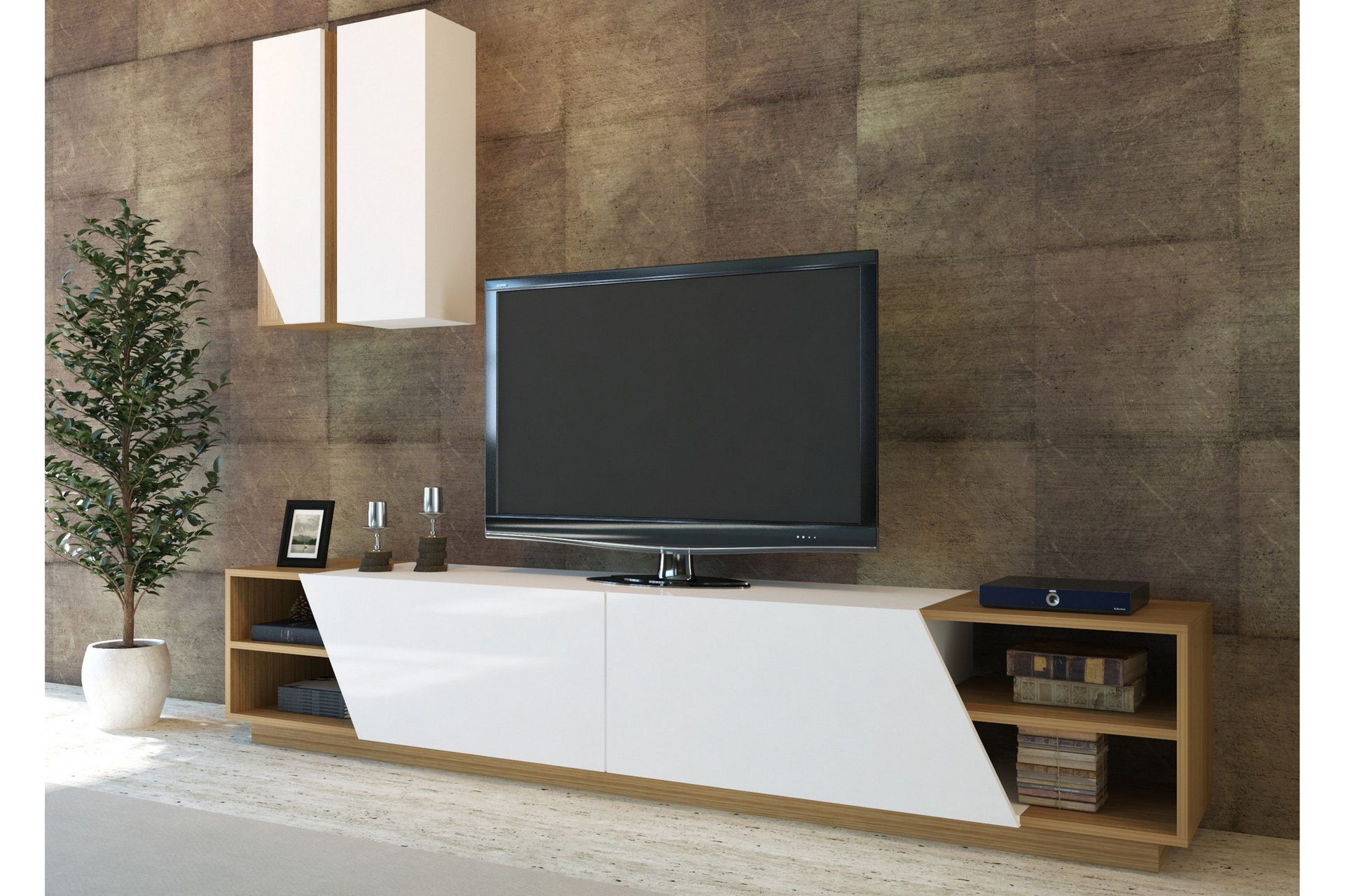 Zebrai TV-benk med Skjult Oppbevaring -