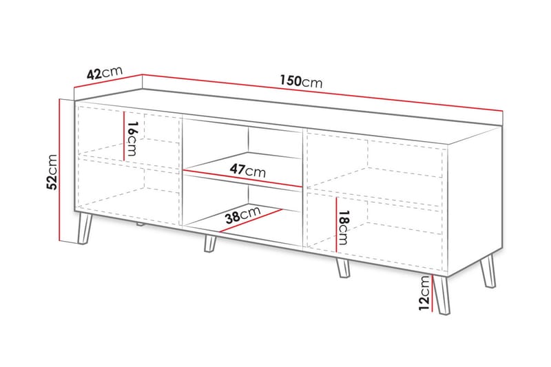 Beto Tv-skap 150 cm - Hvit - Møbler - Mediamøbel & tv møbel - TV-benk & mediabenk