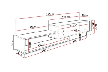 Carbost TV-skap 210 cm - Hvid - Møbler - Mediamøbel & tv møbel - TV-benk & mediabenk