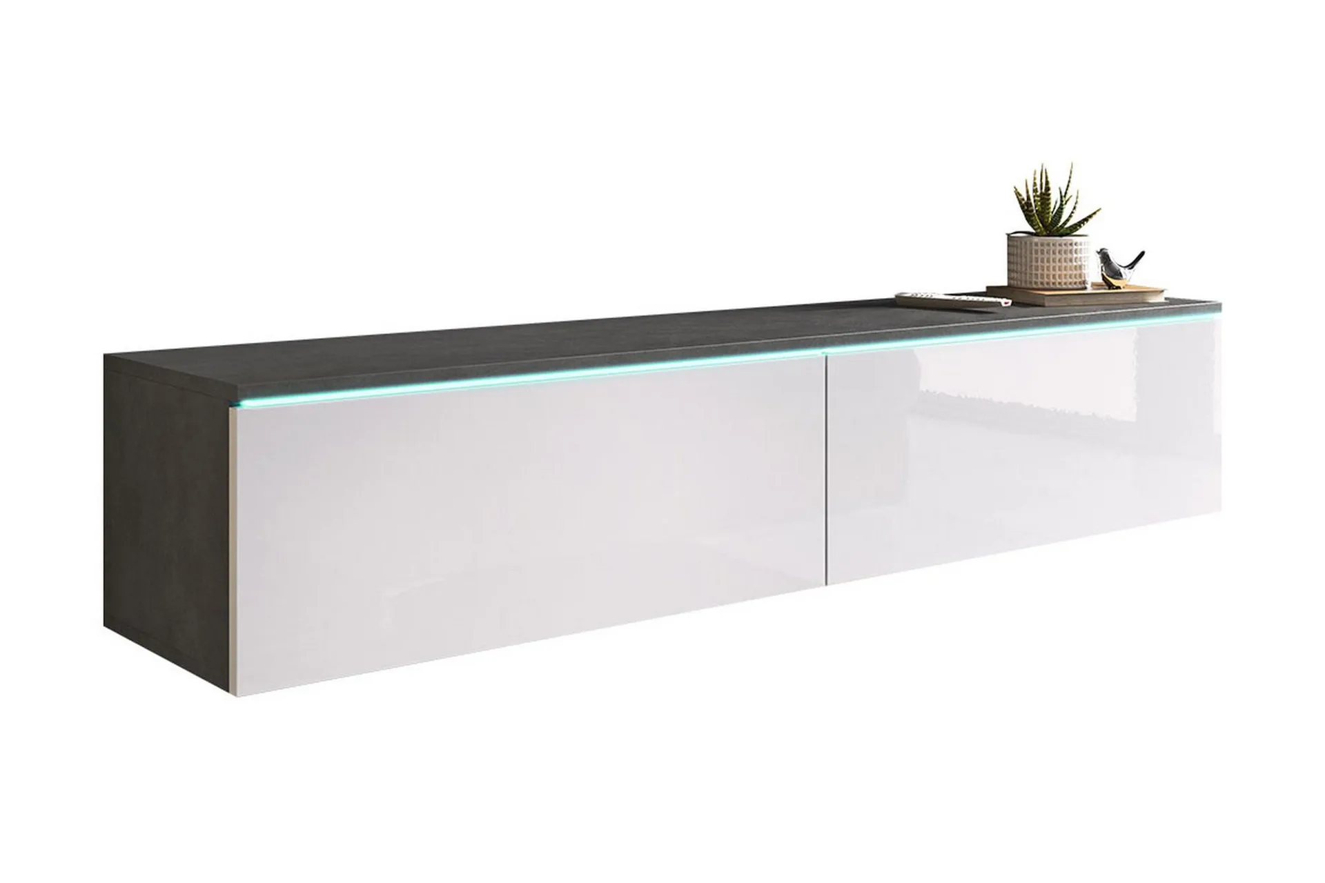Cuguen Tv-skap 140 cm Hvit LED - Hvit