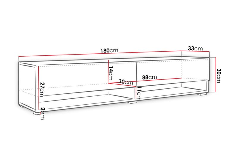 Cuguen Tv-skap 180 cm - Hvit - TV-skap