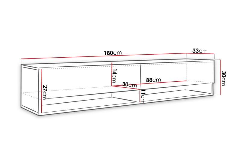Cuguen Tv-skap 180 cm - Hvit - Møbler - Mediamøbel & tv møbel - TV-skap