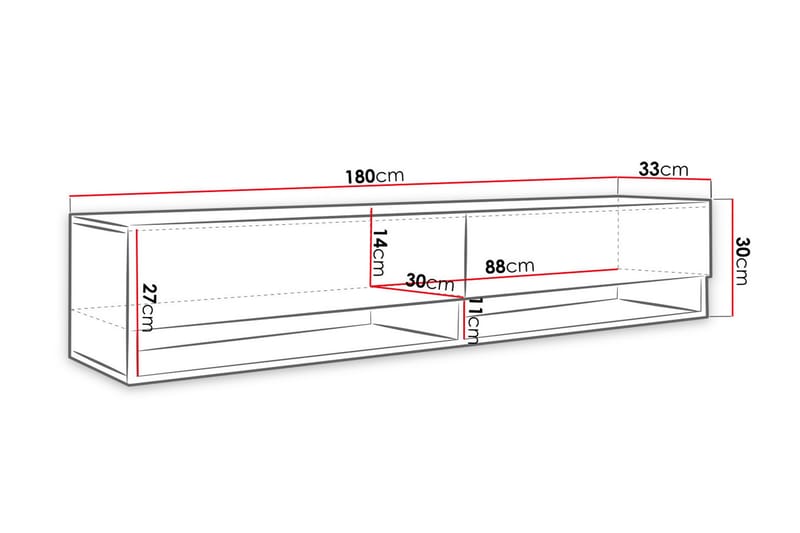 Cuguen Tv-skap 180 cm - Hvit - TV-skap