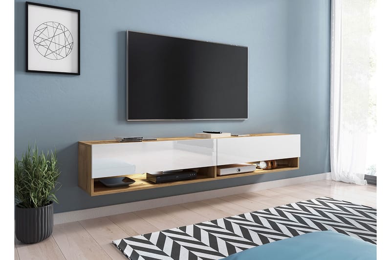 Cuguen Tv-skap 180 cm - Hvit/Natur - Møbler - Mediamøbel & tv møbel - TV-skap