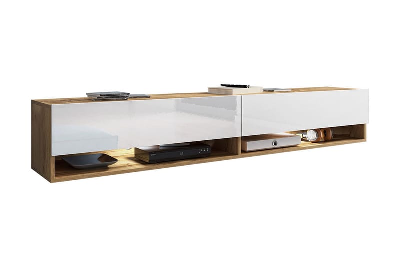 Cuguen Tv-skap 180 cm, Hvit/Natur