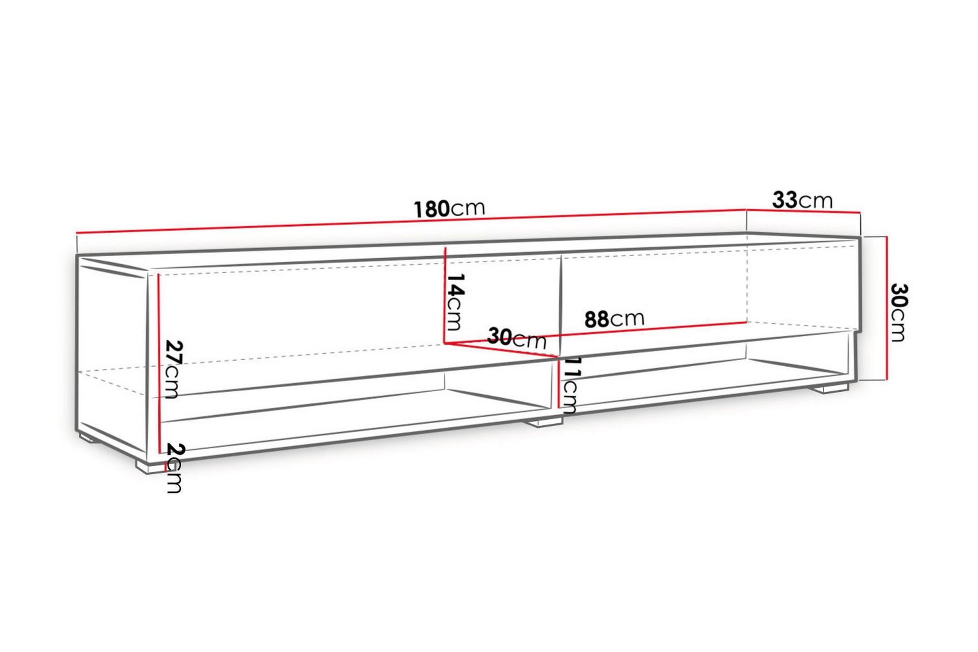 Cuguen Tv-skap 180 cm RGB LED - Hvit/Natur - Møbler - Mediamøbel & tv møbel - TV-skap