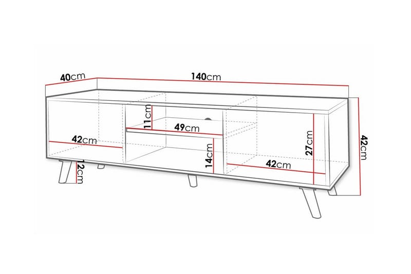 Glenndale TV-skåp 140 cm - Hvid - Møbler - Mediamøbel & tv møbel - TV-skap
