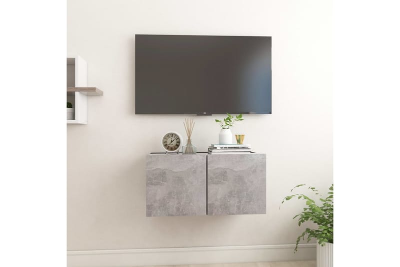 Hengende TV-benk betonggrå 60x30x30 cm - Grå - Møbler - Mediamøbel & tv møbel - TV-skap