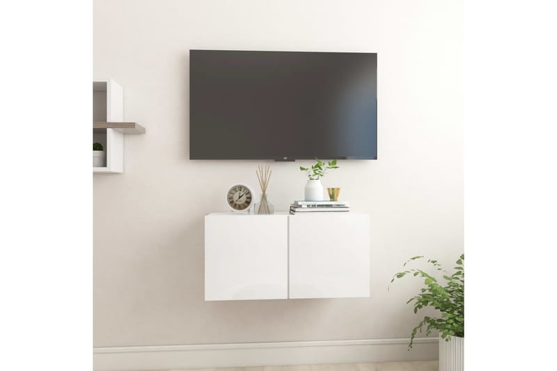 Hengende TV-benk høyglans hvit 60x30x30 cm - Hvit - TV-skap