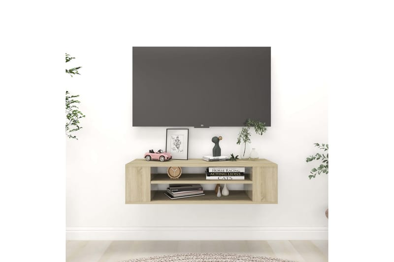 Hengende TV-benk sonoma eik 100x30x26,5 cm sponplate - Brun - TV-skap