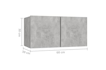 Hengende TV-benker 2 stk betonggrå 60x30x30 cm - Grå - Møbler - Mediamøbel & tv møbel - TV-skap