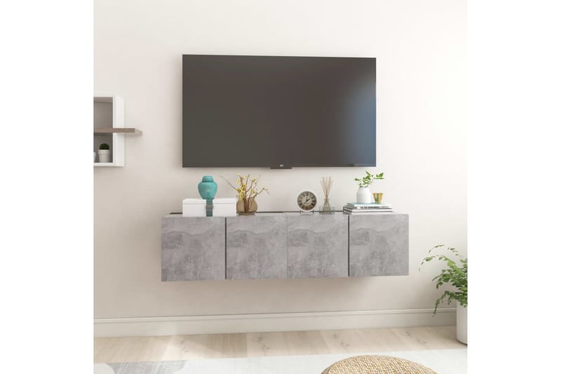 Hengende TV-benker 2 stk betonggrå 60x30x30 cm - Grå - Møbler - Mediamøbel & tv møbel - TV-skap