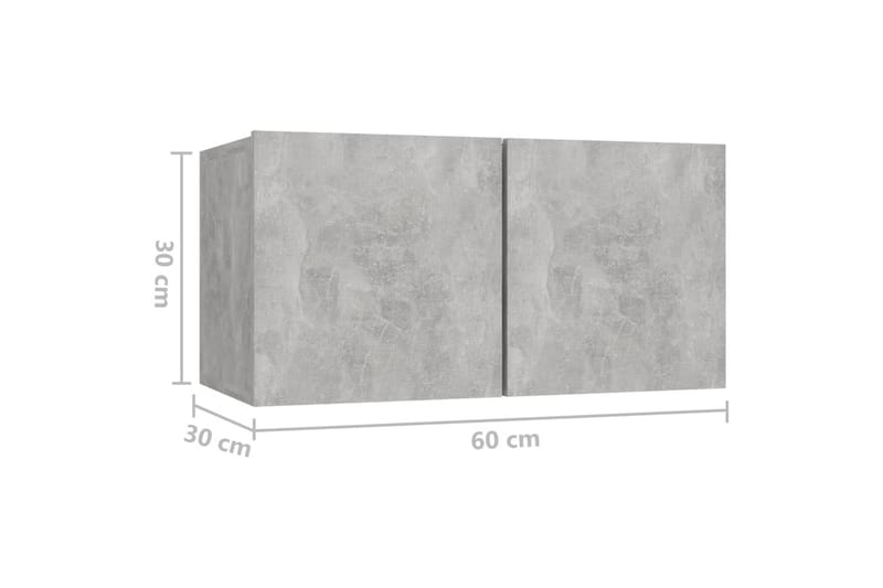 Hengende TV-benker 3 stk betonggrå 60x30x30 cm - Grå - Møbler - Mediamøbel & tv møbel - TV-skap