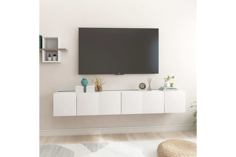 Hengende TV-benker 3 stk hvit 60x30x30 cm - Hvit - TV-skap