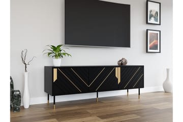 Juniskär Gulvstående TV-benk 154 cm med Oppbevaring i Malt Tre - Svart - Møbler - Mediamøbel & tv møbel - TV-benk & mediabenk