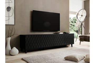 Juniskär Gulvstående TV-benk 200 cm med Oppbevaring i Mørkt Tre - Svart - Møbler - Mediamøbel & tv møbel - TV-benk & mediabenk