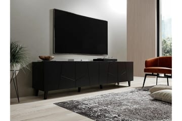 Juniskär Gulvstående TV-benk 201 cm med Oppbevaring i Laminat Malt Tre - Svart - Møbler - Mediamøbel & tv møbel - TV-benk & mediabenk