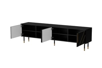 Juniskär Gulvstående TV-benk 204 cm med Oppbevaring i Malt Tre - Svart - Møbler - Mediamøbel & tv møbel - TV-benk & mediabenk