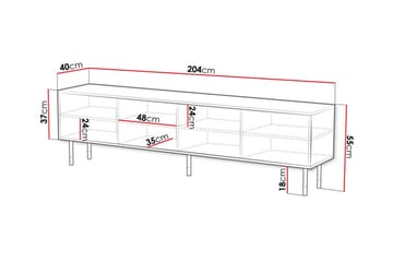 Juniskär Gulvstående TV-benk 204 cm med Oppbevaring i Malt Tre - Svart - M øbler - Mediamøbel & tv møbel - TV-benk & mediabenk