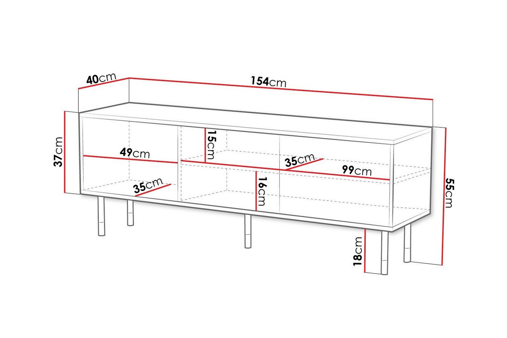 Juniskär TV-benk 154 cm - Svart - Møbler - Mediamøbel & tv møbel - TV-skap