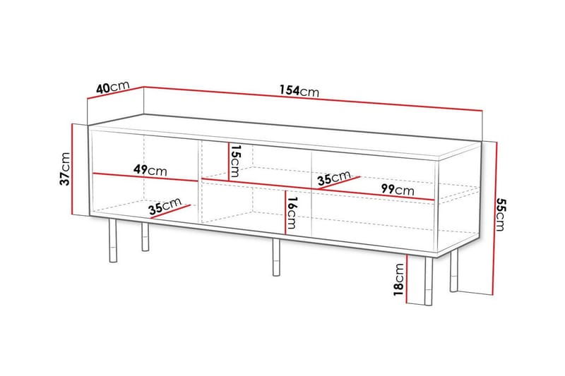 Juniskär TV-benk 154 cm - Svart - Møbler - Mediamøbel & tv møbel - TV-skap