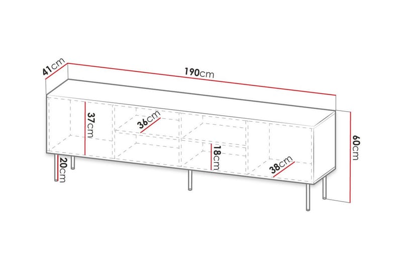 Juniskär TV-benk 190 cm - Svart - Møbler - Mediamøbel & tv møbel - TV-skap