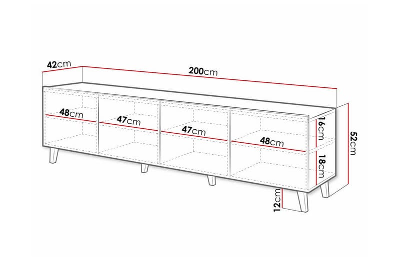 Juniskär TV-benk 200 cm - Svart - Møbler - Mediamøbel & tv møbel - TV-skap