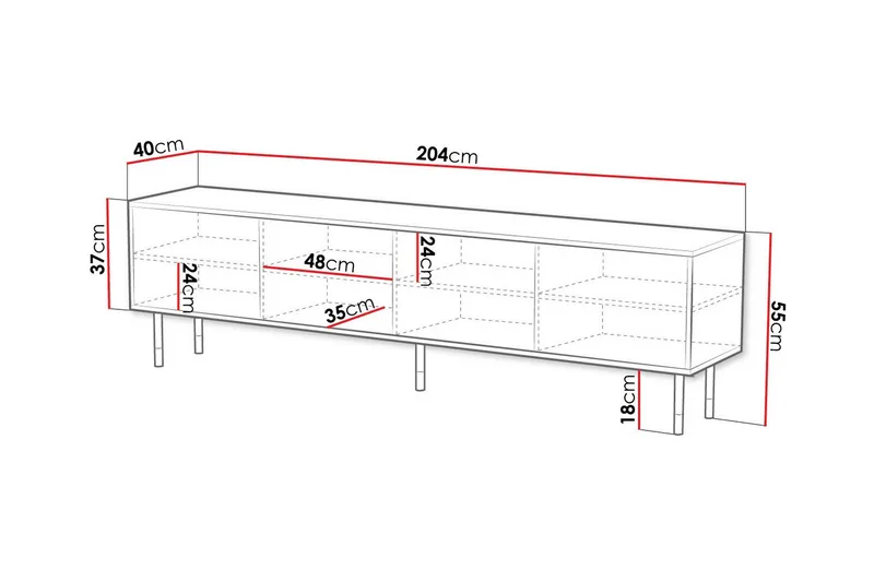 Juniskär TV-benk 204 cm - Svart - Møbler - Mediamøbel & tv møbel - TV-benk & mediabenk