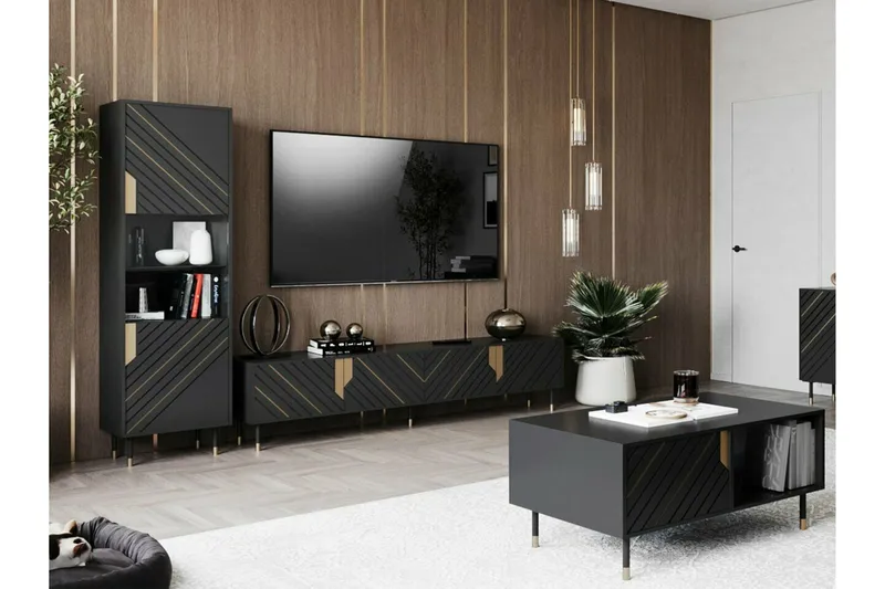 Juniskär TV-benk 204 cm - Svart - Møbler - Mediamøbel & tv møbel - TV-skap