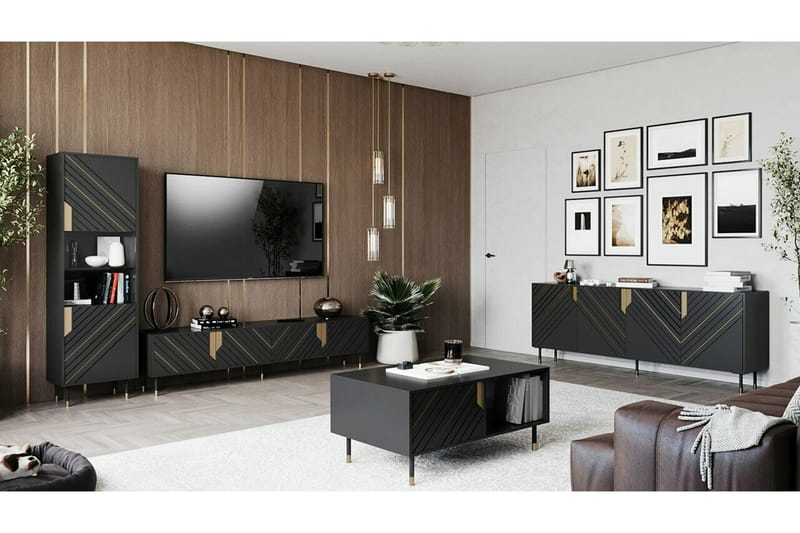 Juniskär TV-benk 204 cm - Svart - Møbler - Mediamøbel & tv møbel - TV-skap