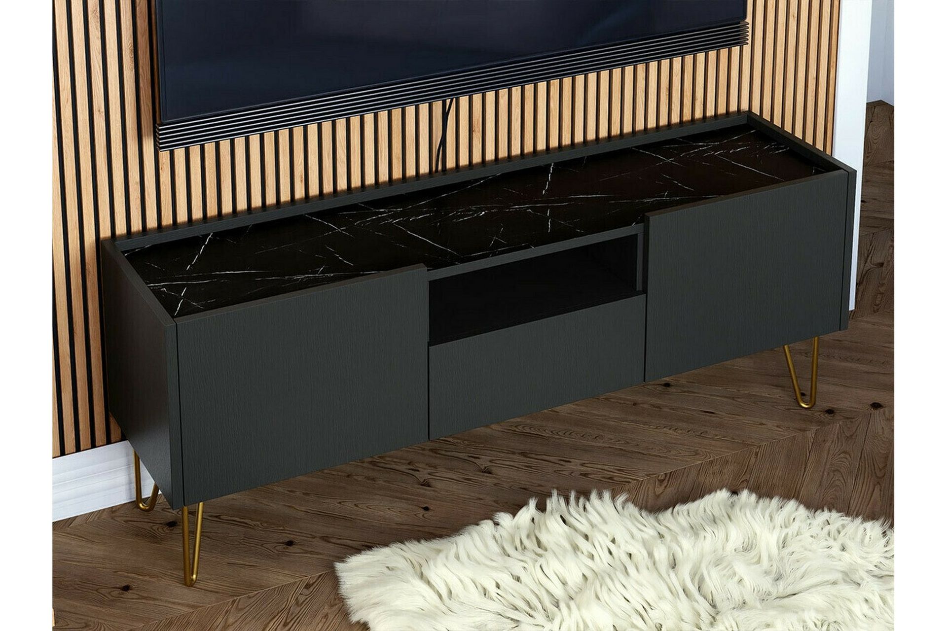 Klinkerville TV-skap 144 cm - Grafitt - Møbler - Mediamøbel & tv møbel - TV-skap