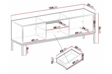 Klinkerville TV-skap 154 cm - Hvid - Møbler - Mediamøbel & tv møbel - TV-benk & mediabenk