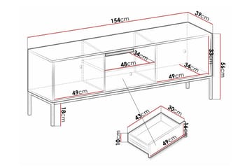 Klinkerville TV-skap 154 cm - Svart - Møbler - Mediamøbel & tv møbel - TV-skap