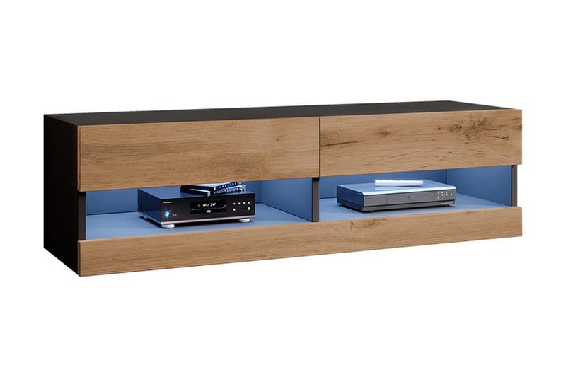 Narbonne Tv-skap 180 cm Blå LED - Natur/Svart - Møbler - Mediamøbel & tv møbel - TV-skap