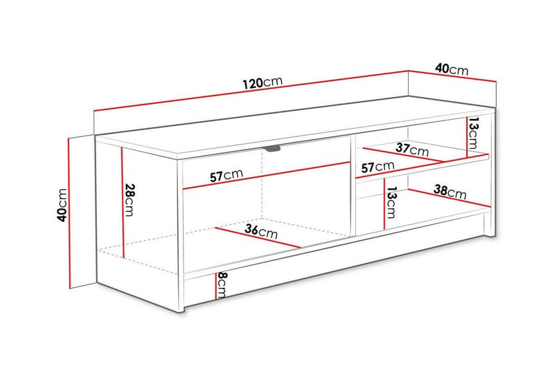 Novaj TV-skap 120 cm - Hvid - TV-skap