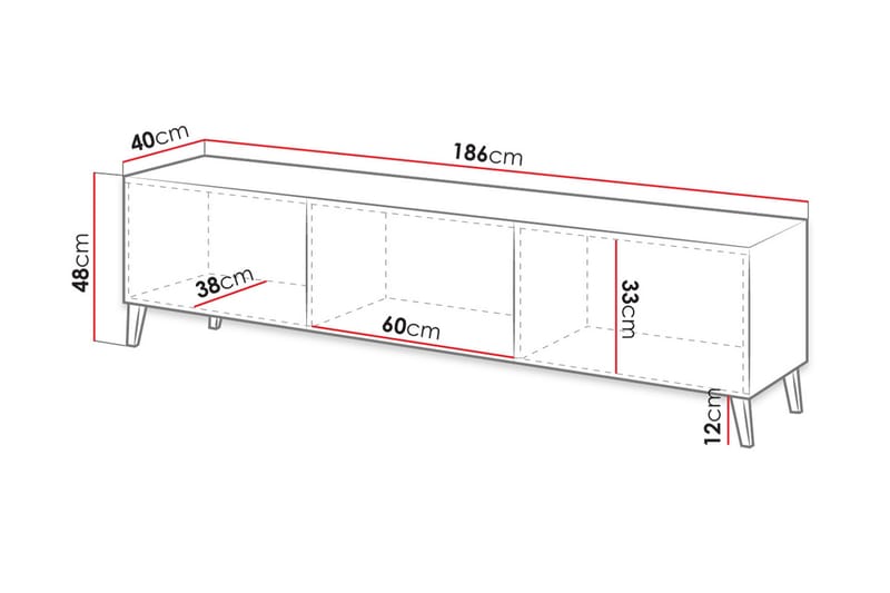 Novaj Tv-skap 155 cm - Svart - Møbler - Mediamøbel & tv møbel - TV-skap