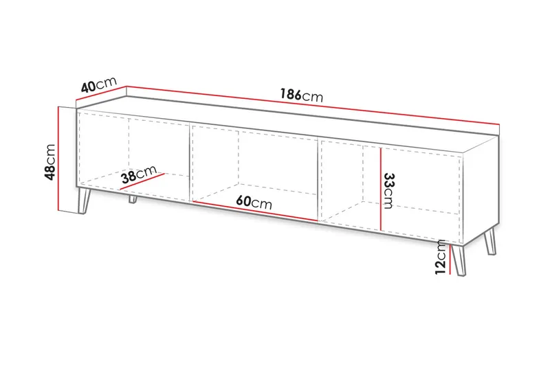 Novaj Tv-skap 155 cm - Svart - Møbler - Mediamøbel & tv møbel - TV-skap