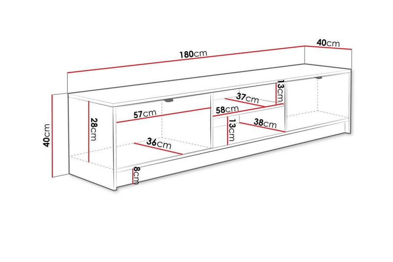 Novaj TV-skap 180 cm - Hvid - TV-skap