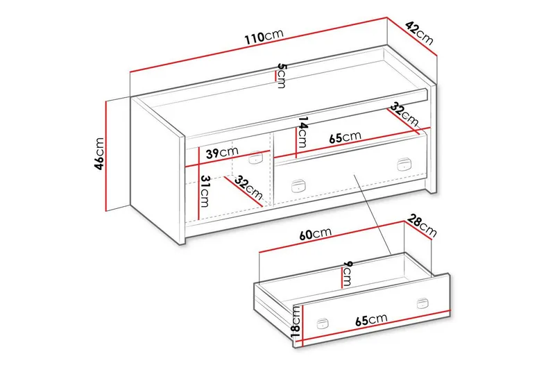 Rathmore TV-skap 110 cm - Grå - Møbler - Mediamøbel & tv møbel - TV-skap