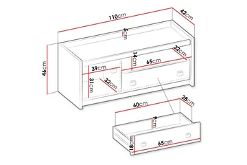 Rathmore TV-skap 110 cm - Grå - Møbler - Mediamøbel & tv møbel - TV-benk & mediabenk