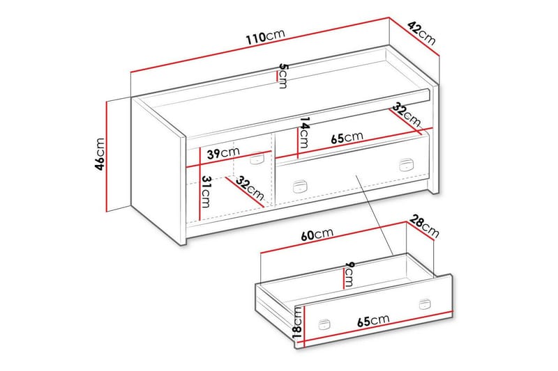 Rathmore TV-skap 110 cm - Grå - Møbler - Mediamøbel & tv møbel - TV-benk & mediabenk