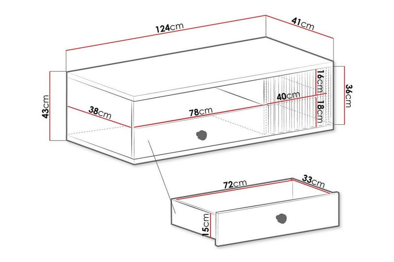 Rosehall Gulvstående Tv-benk 124 cm med Oppbevaring i Eik - Beige - Møbler - Mediamøbel & tv møbel - TV-benk & mediabenk