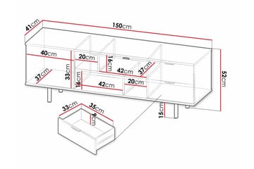 Staffin Gulvstående TV-benk 150 cm med Oppbevaring i Malt Tre - Beige - Møbler - Mediamøbel & tv møbel - TV-benk & mediabenk