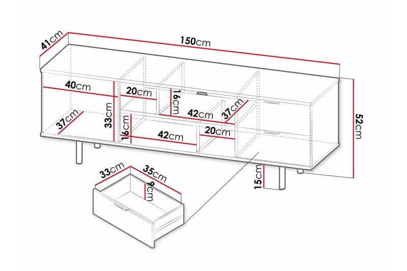Staffin Gulvstående TV-benk 150 cm med Oppbevaring i Malt Tre - Beige - Møbler - Mediamøbel & tv møbel - TV-benk & mediabenk