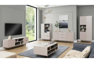 Staffin Gulvstående TV-benk 150 cm med Oppbevaring i Malt Tre - Beige - Møbler - Mediamøbel & tv møbel - TV-benk & mediabenk